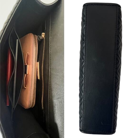 Tory Burch Fleming Leather Convertible Shoulder Bag Crossbody Black Chain Logo - Picture 6 of 11